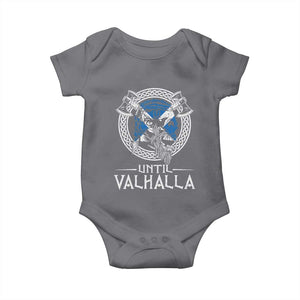 Funny Scottish Viking Baby Onesie Until Valhalla Vintage Scottish Flag Skull TS11 Charcoal Print Your Wear