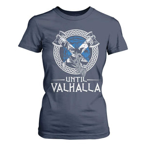 Funny Scottish Viking T Shirt For Women Until Valhalla Vintage Scottish Flag Skull TS11 Navy Print Your Wear