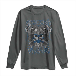 Scottish Viking Axes Celtic Knot Long Sleeve Shirt Scottish Flag TS11 Dark Heather Print Your Wear