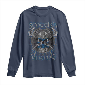 Scottish Viking Axes Celtic Knot Long Sleeve Shirt Scottish Flag TS11 Navy Print Your Wear