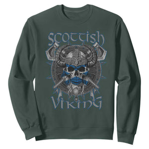 Scottish Viking Axes Celtic Knot Sweatshirt Scottish Flag TS11 Dark Forest Green Print Your Wear