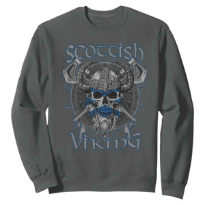 Scottish Viking Axes Celtic Knot Sweatshirt Scottish Flag TS11 Dark Heather Print Your Wear
