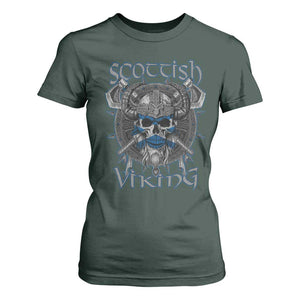 Scottish Viking Axes Celtic Knot T Shirt For Women Scottish Flag TS11 Dark Forest Green Print Your Wear