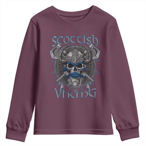 Scottish Viking Axes Celtic Knot Youth Sweatshirt Scottish Flag TS11 Maroon Print Your Wear