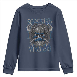 Scottish Viking Axes Celtic Knot Youth Sweatshirt Scottish Flag TS11 Navy Print Your Wear