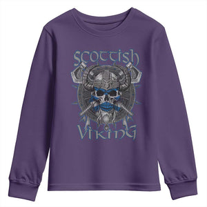 Scottish Viking Axes Celtic Knot Youth Sweatshirt Scottish Flag TS11 Purple Print Your Wear