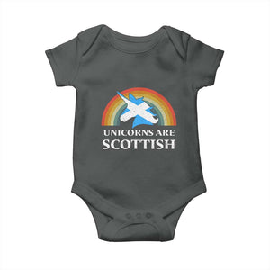 Funny Scotland Pride Unicorn Baby Onesie Unicorns Are Scottish Rainbow TS11 Dark Heather Print Your Wear