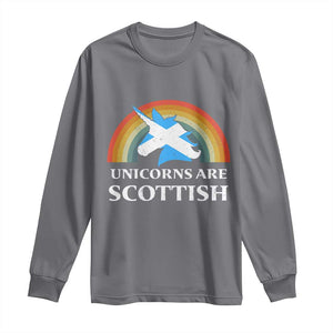 Funny Scotland Pride Unicorn Long Sleeve Shirt Unicorns Are Scottish Rainbow TS11 Charcoal Print Your Wear