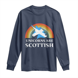Funny Scotland Pride Unicorn Long Sleeve Shirt Unicorns Are Scottish Rainbow TS11 Navy Print Your Wear