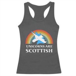 Funny Scotland Pride Unicorn Racerback Tank Top Unicorns Are Scottish Rainbow TS11 Dark Heather Print Your Wear