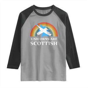Funny Scotland Pride Unicorn Raglan Shirt Unicorns Are Scottish Rainbow TS11 Sport Gray Black Print Your Wear