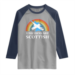 Funny Scotland Pride Unicorn Raglan Shirt Unicorns Are Scottish Rainbow TS11 Sport Gray Navy Print Your Wear