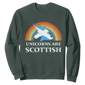 Funny Scotland Pride Unicorn Sweatshirt Unicorns Are Scottish Rainbow TS11 Dark Forest Green Print Your Wear