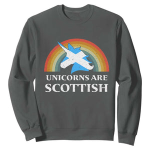 Funny Scotland Pride Unicorn Sweatshirt Unicorns Are Scottish Rainbow TS11 Dark Heather Print Your Wear