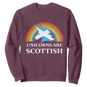 Funny Scotland Pride Unicorn Sweatshirt Unicorns Are Scottish Rainbow TS11 Maroon Print Your Wear