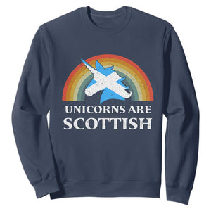 Funny Scotland Pride Unicorn Sweatshirt Unicorns Are Scottish Rainbow TS11 Navy Print Your Wear