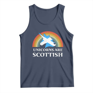 Funny Scotland Pride Unicorn Tank Top Unicorns Are Scottish Rainbow TS11 Navy Print Your Wear