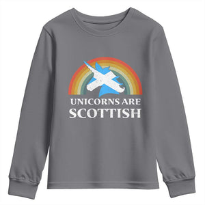Funny Scotland Pride Unicorn Youth Sweatshirt Unicorns Are Scottish Rainbow TS11 Charcoal Print Your Wear