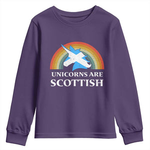 Funny Scotland Pride Unicorn Youth Sweatshirt Unicorns Are Scottish Rainbow TS11 Purple Print Your Wear