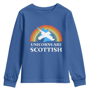 Funny Scotland Pride Unicorn Youth Sweatshirt Unicorns Are Scottish Rainbow TS11 Royal Blue Print Your Wear