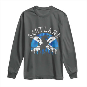 Funny Scotland Unicorn Scottish Flag Saltire Long Sleeve Shirt TS11 Dark Heather Print Your Wear