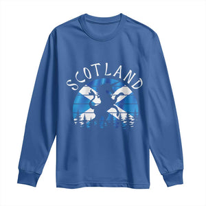 Funny Scotland Unicorn Scottish Flag Saltire Long Sleeve Shirt TS11 Royal Blue Print Your Wear