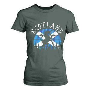 Funny Scotland Unicorn Scottish Flag Saltire T Shirt For Women TS11 Dark Forest Green Print Your Wear