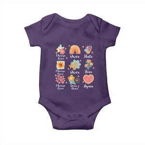 Choose Love Over Hate Fear Over And Over Again Baby Onesie Floral Inspirational Peace TS11 Purple Print Your Wear