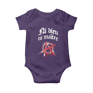 Ni Dieu Ni Maitre No God No Masters Baby Onesie Anarchy Symbol TS11 Purple Print Your Wear