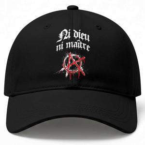 Ni Dieu Ni Maitre No God No Masters Baseball Cap Anarchy Symbol TS11 Print Your Wear
