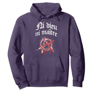 Ni Dieu Ni Maitre No God No Masters Hoodie Anarchy Symbol TS11 Purple Print Your Wear