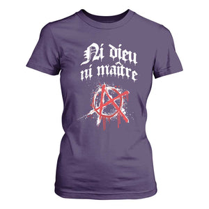 Ni Dieu Ni Maitre No God No Masters T Shirt For Women Anarchy Symbol TS11 Purple Print Your Wear