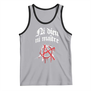 Ni Dieu Ni Maitre No God No Masters Tank Top Anarchy Symbol TS11 Athletic Heather Black Print Your Wear