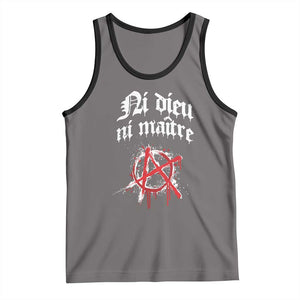 Ni Dieu Ni Maitre No God No Masters Tank Top Anarchy Symbol TS11 Deep Heather Black Print Your Wear