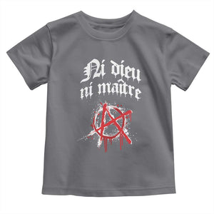 Ni Dieu Ni Maitre No God No Masters Toddler T Shirt Anarchy Symbol TS11 Charcoal Print Your Wear