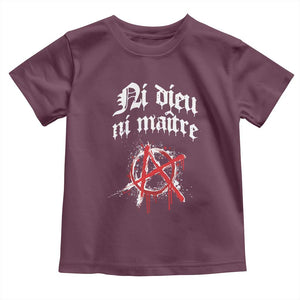 Ni Dieu Ni Maitre No God No Masters Toddler T Shirt Anarchy Symbol TS11 Maroon Print Your Wear
