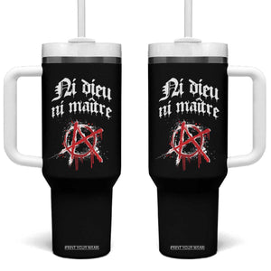 Ni Dieu Ni Maitre No God No Masters Tumbler With Handle Anarchy Symbol TS11 One Size: 40 oz Black Print Your Wear