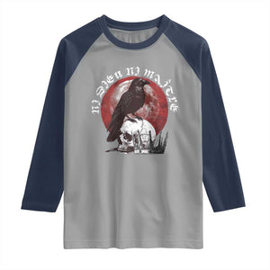 Ni Dieu Ni Maitre No God No Masters Raglan Shirt Raven Skull TS11 Sport Gray Navy Print Your Wear