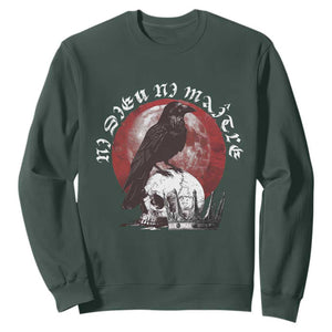 Ni Dieu Ni Maitre No God No Masters Sweatshirt Raven Skull TS11 Dark Forest Green Print Your Wear