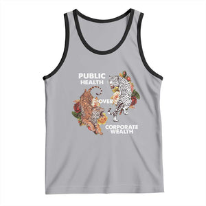 Public Health Over Corporate Wealth Tank Top Social Justice Tiger TS11 Athletic Heather Black Print Your Wear