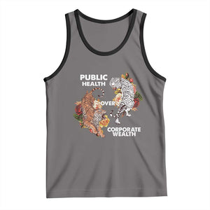 Public Health Over Corporate Wealth Tank Top Social Justice Tiger TS11 Deep Heather Black Print Your Wear