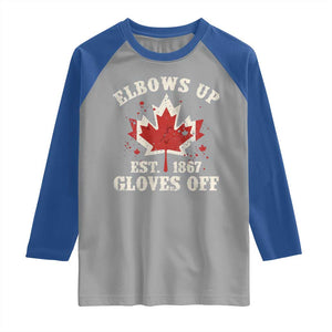 Elbows Up Canada EST 1867 Raglan Shirt Proud Canadian Maple Leaf TS11 Sport Gray Royal Print Your Wear