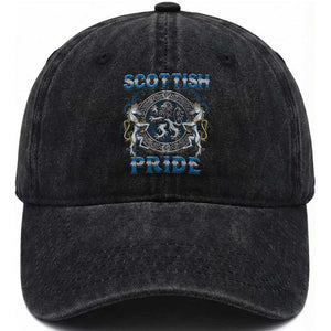 Scottish Pride Washed Cotton Baseball Cap Lion Rampant Unicorns Scottish Flag TS11 Print Your Wear