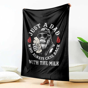 Just A Dad Who Always Came Back With The Milk Funny Bigfoot Father's Day Throw Blanket TS11 Print Your Wear