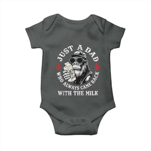 Just A Dad Who Always Came Back With The Milk Funny Bigfoot Father's Day Baby Onesie TS11 Dark Heather Print Your Wear