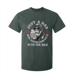 Just A Dad Who Always Came Back With The Milk Funny Bigfoot Father's Day T Shirt For Kid TS11 Dark Forest Green Print Your Wear