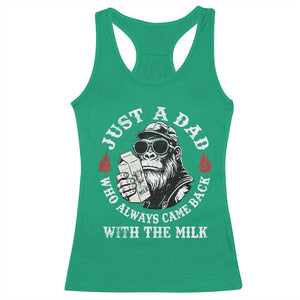 Just A Dad Who Always Came Back With The Milk Funny Bigfoot Father's Day Racerback Tank Top TS11 Irish Green Print Your Wear