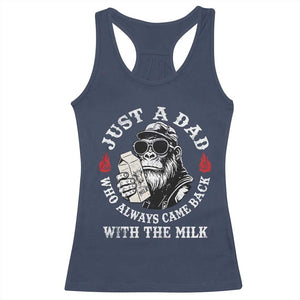 Just A Dad Who Always Came Back With The Milk Funny Bigfoot Father's Day Racerback Tank Top TS11 Navy Print Your Wear
