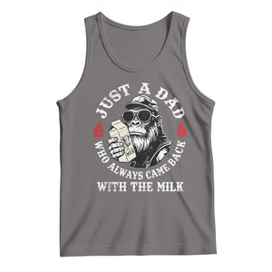 Just A Dad Who Always Came Back With The Milk Funny Bigfoot Father's Day Tank Top TS11 Deep Heather Print Your Wear