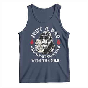 Just A Dad Who Always Came Back With The Milk Funny Bigfoot Father's Day Tank Top TS11 Navy Print Your Wear